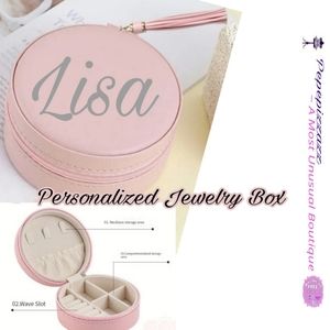 PERSONALIZED portable travel jewelry case. Zipper Tiffany blue or pink.